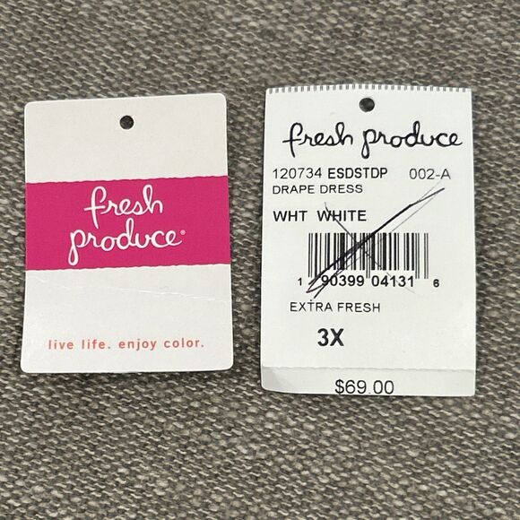 Fresh Produce Drape Dress Womens 3X White Cotton Tank Pockets USA Sleeveless New - Picture 6 of 9